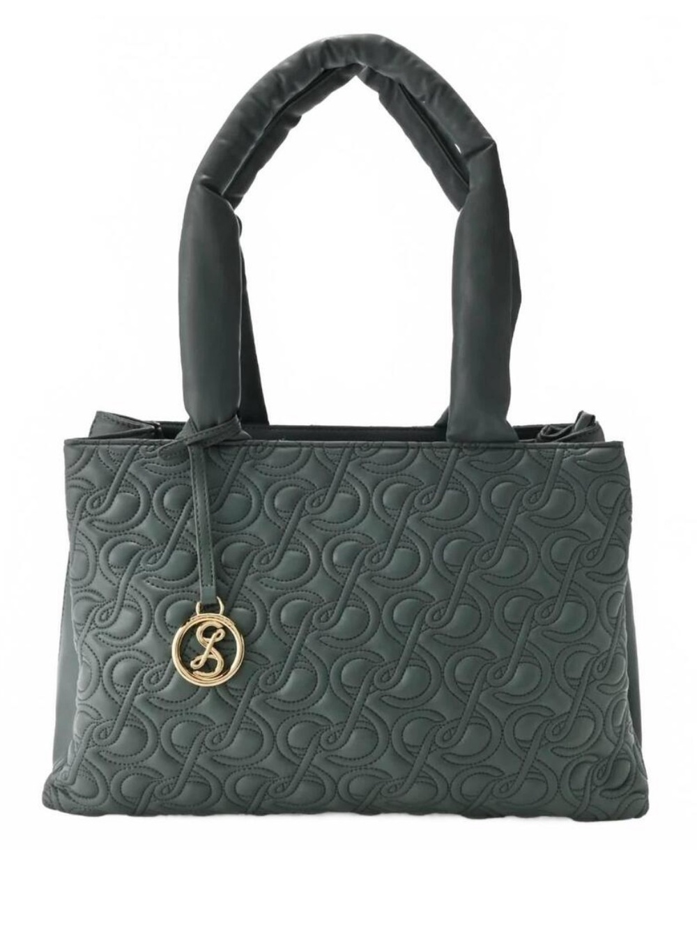 Sam & Libby Dina Quilted Teal Tote with Logo Charm NWOT